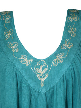 Gorgeous Vintage Sky Blue Maxi Dress, Embroidered Bohemian Maxi Dresses L