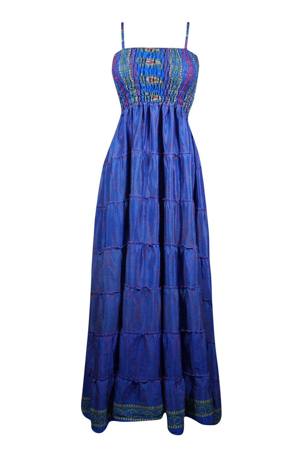 Womens Blue Strappy Maxi Dress Long Flowy Beach Summer Dress S/M Womens Blue Strappy Maxi Dress Long Flowy Beach Summer Dress S/M