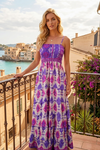 Women’s Strappy Purple Pink Maxi Dress – Boho Summer Beach Dress S/M