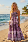 Women’s Strappy Light Pink Floral Maxi Dress – Boho Summer Beach Long Dress S/M