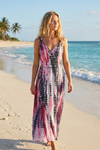 Embroidered Pink Black Tie-Dye Sleeveless Maxi Dress | Boho Summer Dress  XS