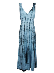  Women's Maxi Sundress Blue White Tie Dye Maxi Dress XS