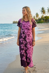 Casual Maxi Dress Pink Brown Tie Dye Long Dress | Boho Summer Dress for Women L/XL