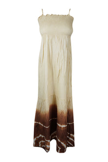  Women’s Strappy Beige & Brown Maxi Dress – Elegant Summer Party & Beachwear SM