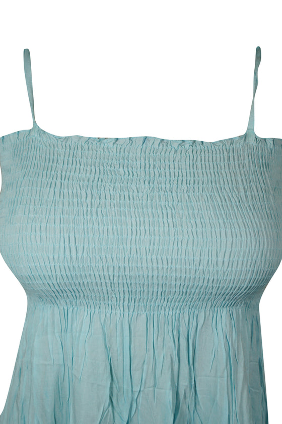 Women’s Strappy Sky Blue Maxi Dress – Flowy Summer Beach & Party Dress SM