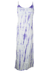 Boho-Chic Purple & White Tie-Dye Maxi Tank Dress  Summer Beach Cover-Up for Women S