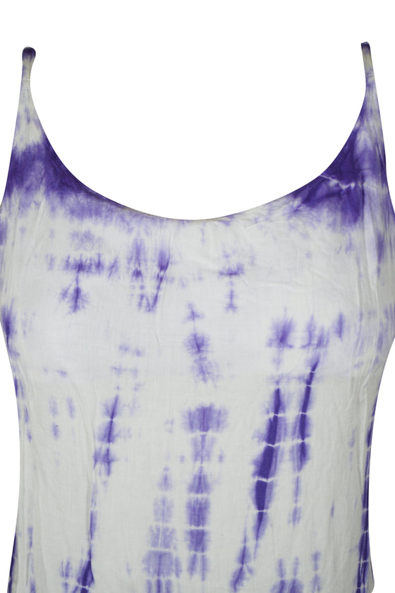 Boho-Chic Purple & White Tie-Dye Maxi Summer Beach Cover-Up for Women S