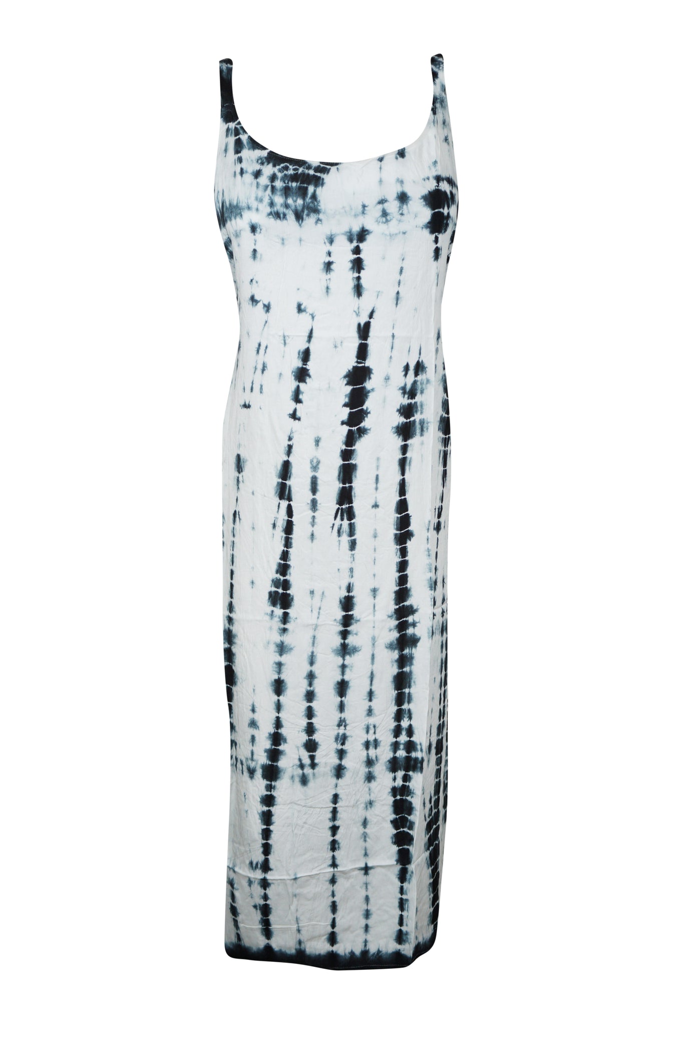 Boho Maxi Tie-Dye Tank Dress in Black and White Womens Long Summer Cover-Up S Boho Maxi Tie-Dye Tank Dress in Black and White Womens Long Summer Cover-Up S