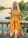 Yellow Boho Beach Dress for Women – Summer Travel Halter Dress S/M
