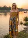 Women Yellow Hi-Low Skirt Dress Handmade Boho Summer Dress S/M