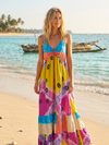Women’s Colorful Strap Maxi Dress – Boho Summer Strappy Dress | Flowy Beach Maxi S/M
