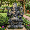 PRE ORDER Natural Granite Stone Ganesha Garden Statue Handcarved Gray Granite