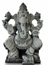 Natural Stone Ganesha Garden Statue Handcarved Black Granite Stone