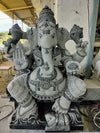 Natural Stone Ganesha Garden Statue Handcarved Black Granite Stone