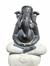 Natural Stone Ganesha Garden Statue Handcarved Black Granite Stone