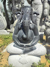 Natural Stone Ganesha Garden Statue Handcarved Black Granite Stone