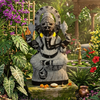 Natural Stone Ganesha Garden Statue Handcarved Black Granite Stone