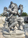 Pre-Order Handcrafted Grey Granite Krishna Murti with Kamadhenu Temple Decor