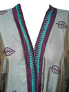 Gray Kimono Robe, Handmade Boho Festival Beachwear, Morning Robe, Beach Cover Up L-2X