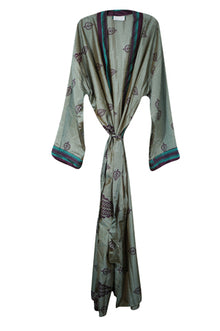  Gray Kimono Robe, Handmade Boho Festival Beachwear, Morning Robe, Beach Cover Up L-2X