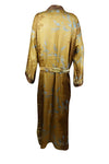 Womens golden dressing gown, kimono robe, Recycle Silk Printed Duster, nightwear L-2X