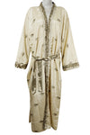 Recycled Silk Sari Kimono, Duster, House Robe, Beige Boho Beach Cover Up, Nightwear L-2X