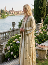 Recycled Silk Sari Kimono Duster Robe | Beige Boho Beach Cover Up & Lounge Wear L-2X