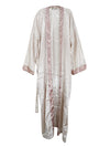 White Pink Kimono Robe, Duster, Bohemian Beachwear, Morning Robe, Beach Cover Up L-2X