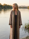 Purple Paisley Print Resort Wear Flowy Jacket | Bohemian Duster Robe for Women L-2X