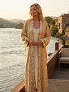 Bohemian Kimono Robe with Belt | Peach Floral Printed Jacket for Bridesmaids L-2X