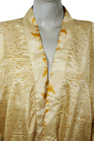 Bohemian kimono Robe with belt, Bachlorette Gift, Peach Floral Printed Jacket, L-2X