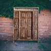 Antique Door from Jaipur, Whitewash Teak, Carved Diamonds Veranda Door 84x59