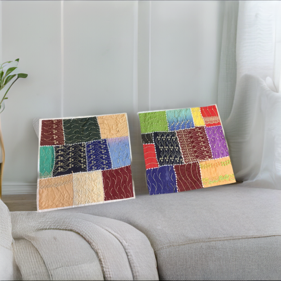Colorful Pillow Sham Embroidered Patchwork Throw Cushion Covers