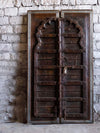 Antique Arched Door in Dark Teak from India, Rustic Barn Doors, Architectural Design, 84x44