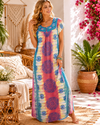 Brown Blue Floral Printed Maxi Dress | Boho Maternity Dress for Women  L