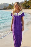 Boho Floral Maternity Maxi Dress – Purple Loose Fit Summer Pregnancy Gown  L