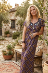 Purple Leopard Print Maxi Muumuu Caftan | Boho Lounger, House Dress & Resort Wear  L