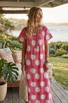 Boho Pink Maxi Kaftan Dress | Muumuu Housedress, Summer Lounger & Nightgown L