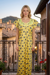 Bohemian Yellow Caftan Maxi Dress | Soft Lounge & Resort Wear Kaftan for Women M