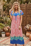 Red White Maxi Kaftan Nightgown | Women's Casual Nightdress & Lounge Wear