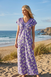 Purple Floral Boho Caftan Maxi Dress | Muumuu Knit Nightgown & Lounge Wear M