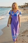 Purple Floral Maxi Maternity Dress | Comfortable Sleepwear & Lounge Dress , L