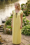 Yellow Floral Printed Short Caftan Dress | Women's Muumuu Lounge Dress S