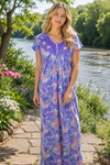 Boho Purple Floral Caftan Maxi Dress | Women's Nightgown & Lounge Wear M