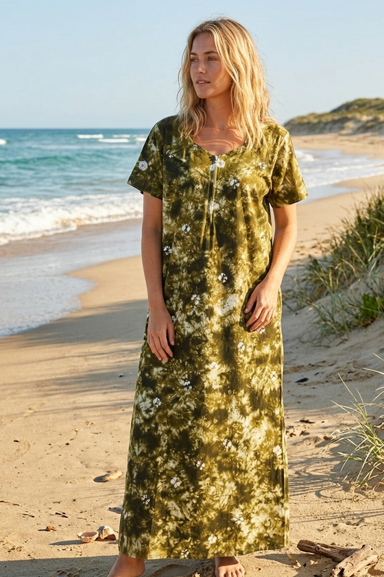 Green Tie-Dye Maxi Dress