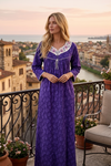 Purple Maxi Kaftan Dress | Long Sleeve Nightgown & Boho Housedress for Women  L/XL