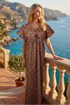 Black & Pink Floral Maxi Caftan Women's Maternity Dress for Sleep & Loungewear