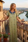 Yellow Blue Floral Caftan | Comfortable Pregnancy Lounge Wear for Women L