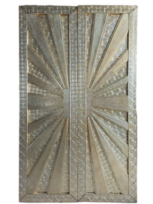  Vintage Brass Cladded Door Panel Rustic Farmhouse Hand Carved Double Doors