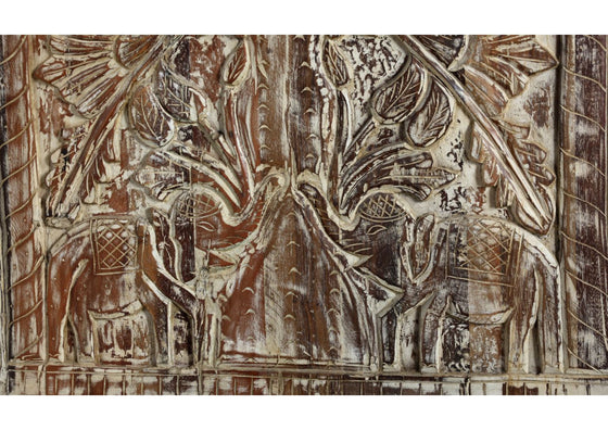 Vintage Carved French Barn Door Tree of Dreams Whitewash Tones 80x36